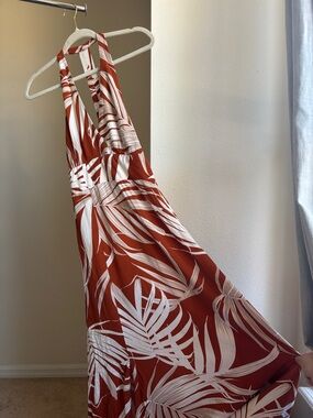 Express Rust and White Tropical Print Maxi Dress